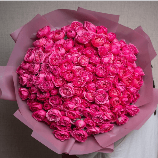 Pink Peony Rose Bouquet - Cerise
