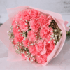 A delightful bouquet of pink carnation delight and baby’s breath, wrapped in pink, available for delivery in Dubai.