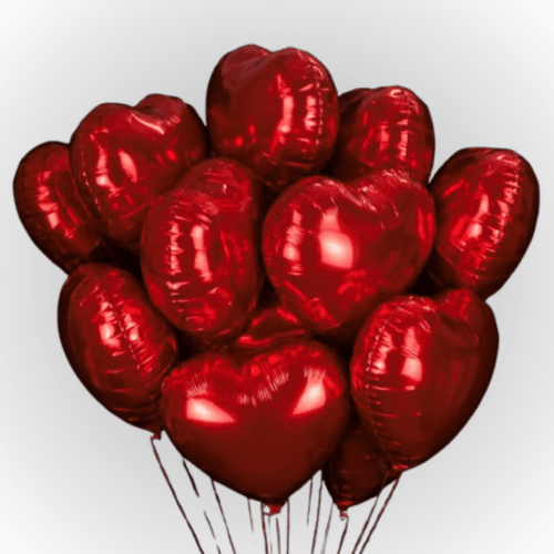 15 Red Heart Foil Balloons for Luxury Dubai Weddings and Proposals