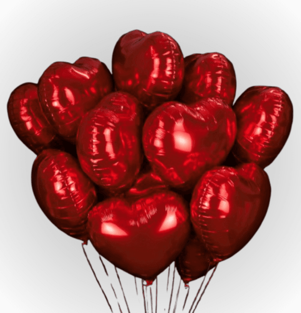 15 Red Heart Foil Balloons for Luxury Dubai Weddings and Proposals