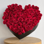Luxury Royal Heart Roses gift box with gold accents, designed for Dubai flower delivery and premium corporate gifting